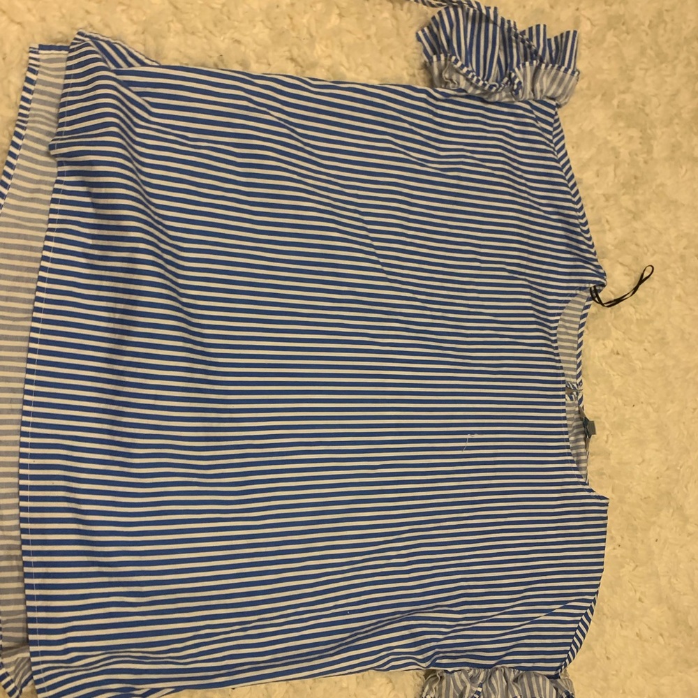 blue and white stripped shirt